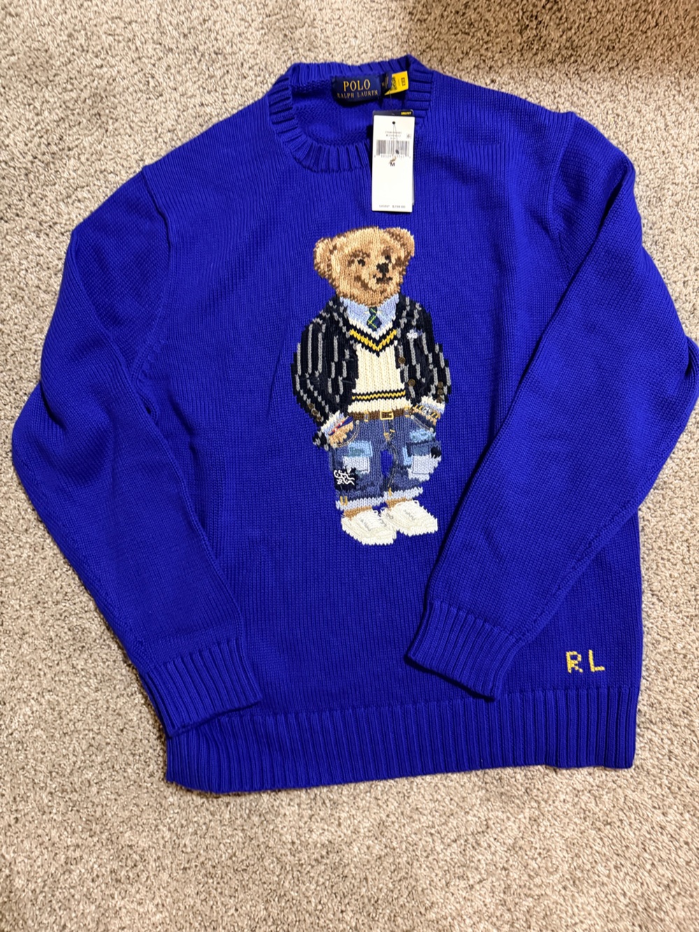 Ralph Lauren Royal Blue Polo Bear Crewneck Sweater